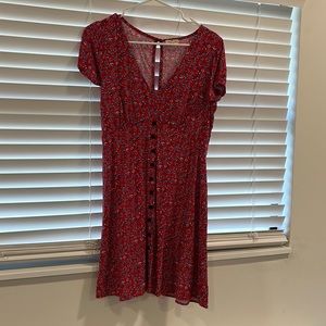 Red floral casual dress